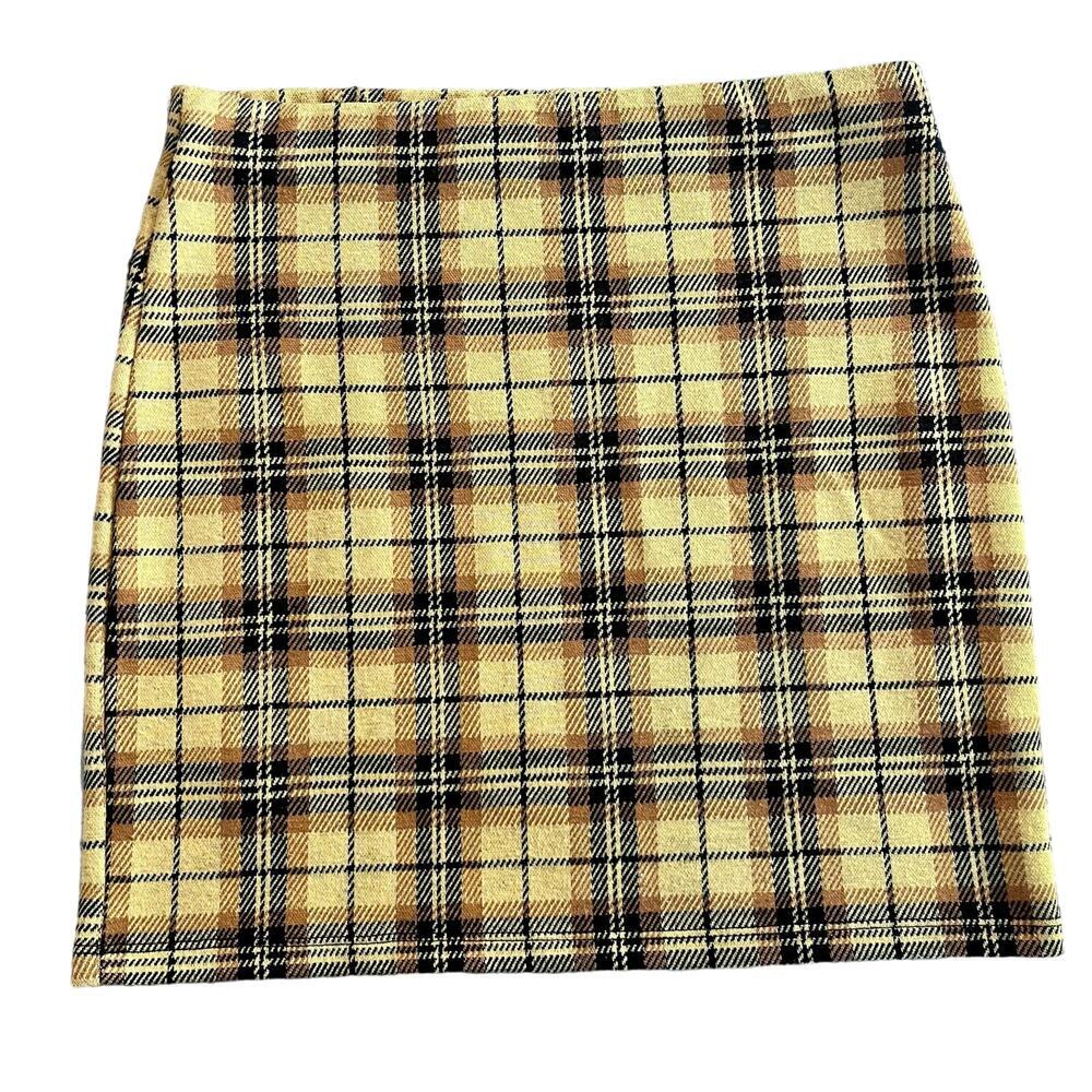 Vintage 90s/Y2K Forever 21 Yellow Plaid Mini Skirt